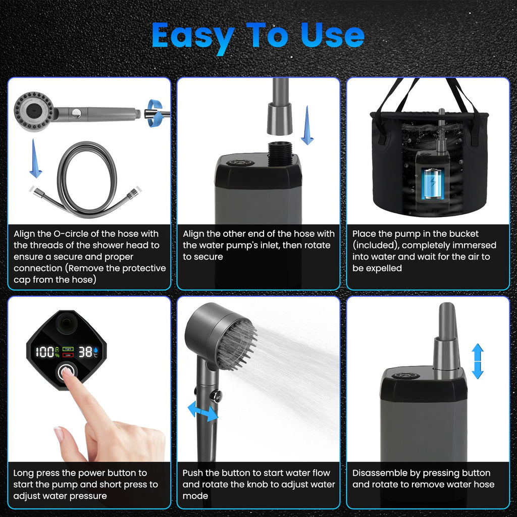 Family using Camp Shower Pro to bathe dog outdoors — pet bath use case