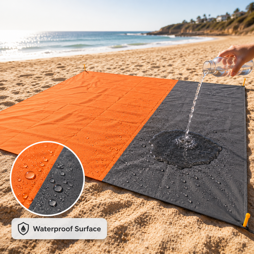 SandAway orange blanket waterproof backing close-up