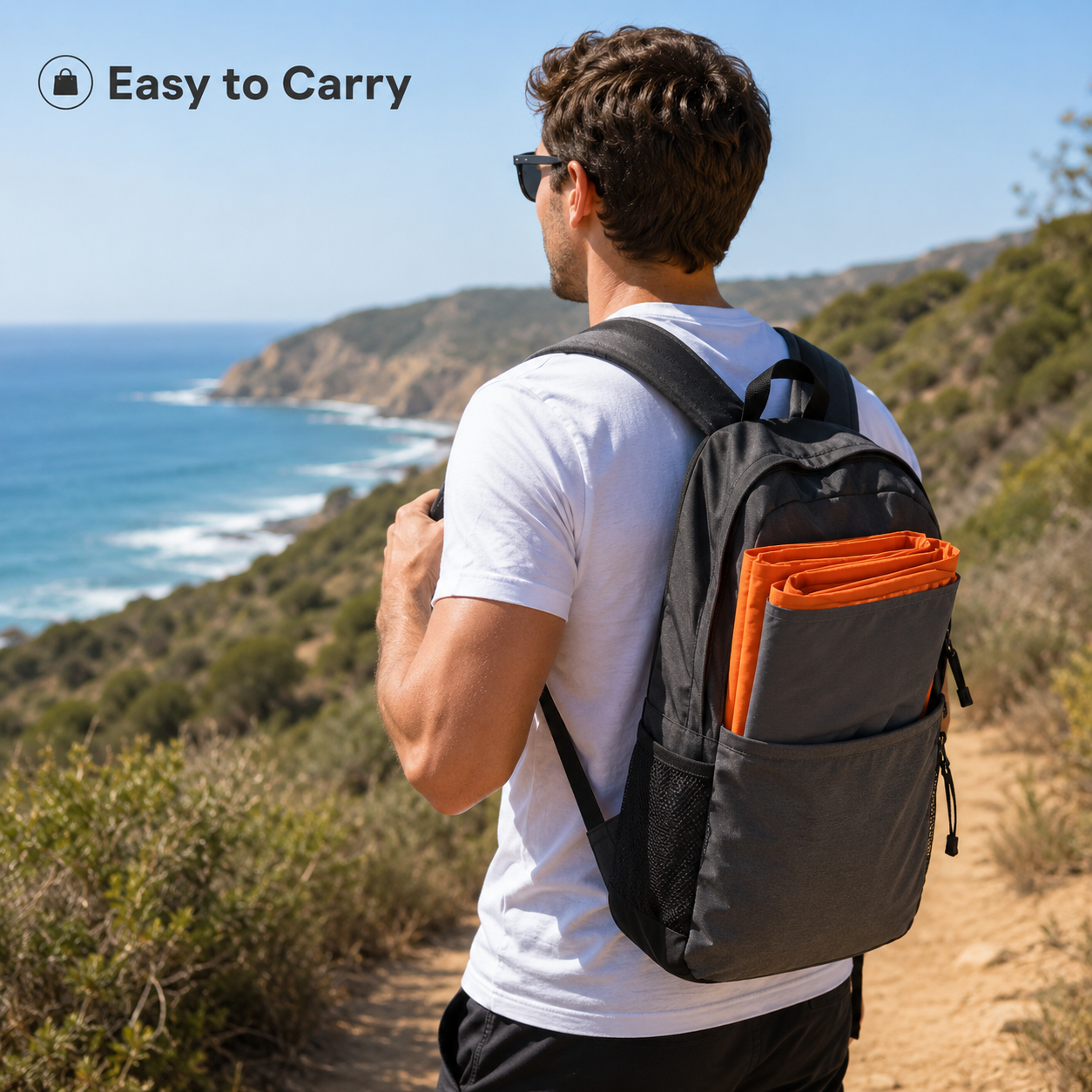 SandAway orange blanket folded compact carry bag