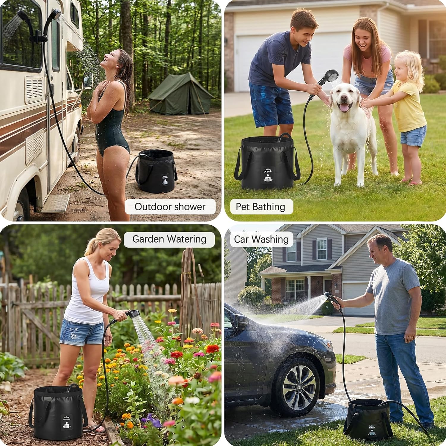 Camp Shower Pro portable camping shower with 6000mAh battery and LED display